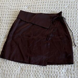 Abercrombie & Fitch Dark Maroon satin Wrap Skort skirt